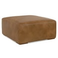 thumbnail image 3 of Leather Ottoman Rectangular Coffee Table Footrest - 34" Wide Caramel Brown, 3 of 9