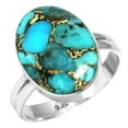 thumbnail image 1 of 925 Silver Ring For Women - Girls Copper Blue Turquoise Stone Silver Ring Size 8 December Birthstone Fashion Silver Ring Size 8 Gift For Women On Mothers' Day 925 Silver Jewelry With Gemstone, 1 of 6