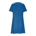 thumbnail image 4 of ClodeEU Women's Round Neck Short Sleeve Textured Straight Midi Dress with Pockets,Casual Summer Dress Sky Blue,Women's Plus XL, 4 of 8