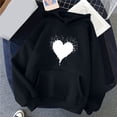 thumbnail image 2 of Up to 60% Off! pstuiky Women's Hoodie, Women Heart Printed Hoodie Long Sleeve Jumper Hoodie Sweatshirt Top Hoodie Drawstring with Pocket Leisure Black XXXL, 2 of 4