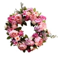 thumbnail image 3 of Garland Pink Peony Wreath Decoración de flores artificiales Puerta colorida Decoración para colgar en la pared Jumpingount HA9078-00B, 3 of 6