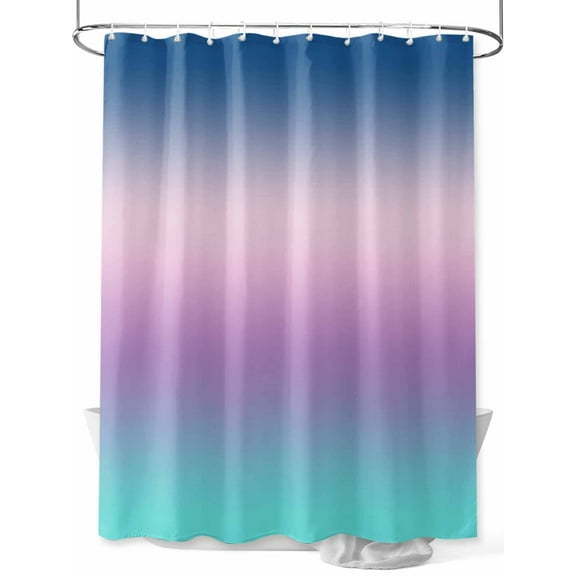 Blue Purple Shower Curtain, Pink Teal Gradient Waterproof Shower Curtain Set with 12 Hooks Lightweight Washable Fabric Shower Curtains for Bathroom 60x72 Inches