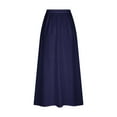 thumbnail image 5 of Cavosen Skirts for Women Midi Length Elastic Waist Solid Color Casual Skirts Elegant Lightweight Flowy Trendy Calf Length Skirts with Pocket Work Loose Fall Winter Clothes Blue, 5 of 5
