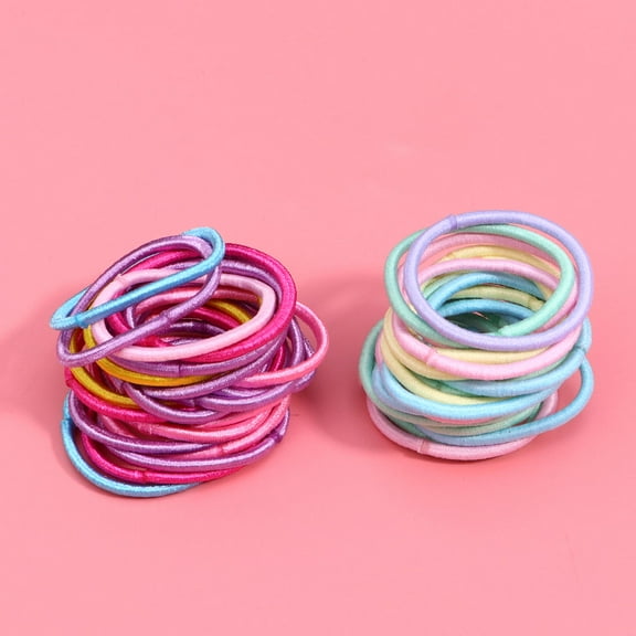 LABSERRON 100Pcs Elastic Hair Ties Assorted Color Round Simple Design for Toddlers Kids Girls Everyday Wear