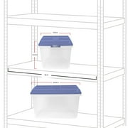 Hefty 72 Qt. Clear Plastic Storage Bin with Blue HI-RISE Lid, 6 Pack