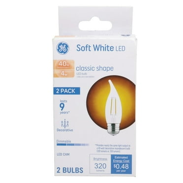 GE 2pk 4 Watts Soft White Medium Base LED Decorative Light Bulbs