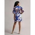 thumbnail image 4 of Zaccai Women's Blue Satin Abstract Wrap Dress, 4 of 6