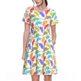 thumbnail image 1 of Vsdgher Armadillos Colorés pour Femmes Été 2025 Robes Midi Maxi Décontractées Légères Manches Courtes Col Rond Robe de Plage, 1 of 6