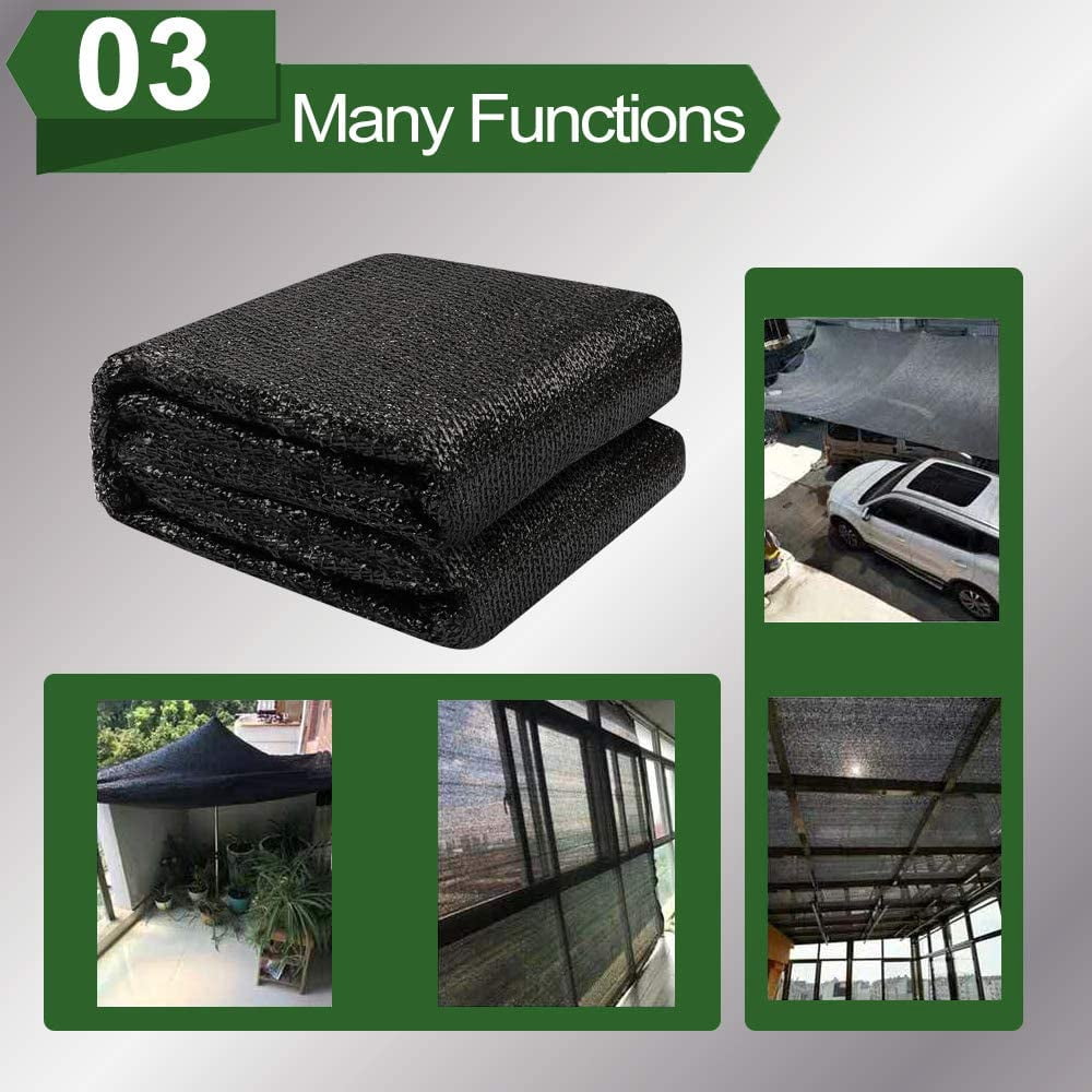 Cerbior 90%UV Sunblock Shade Cloth for Pergola Garden Plant Cover Porch 6x16ft, Black