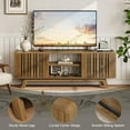 thumbnail image 6 of ONBRILL 63-Inch TV Stand for TVs up to 75 Inch, Mid-Century Modern Television Stand with Power Outlet， Entertainment Center with Sliding Grille Door Cabinets and Open Shelves for Living Room, Oak, 6 of 17