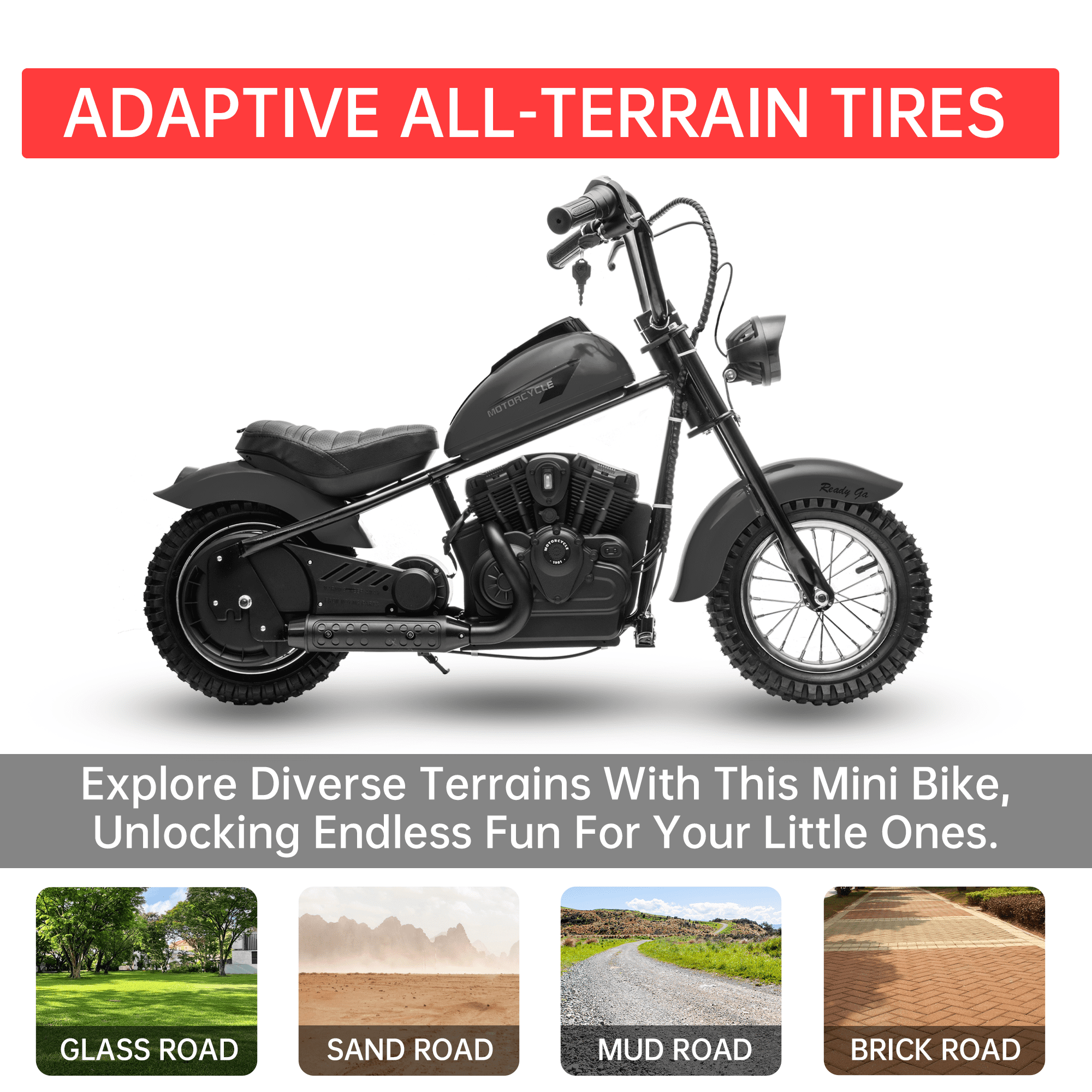Towallmark 24V Kids Electric Dirt Bike, 14 MPH Chain Driven Motor, 150LB Weight Capacity, 12" Air-Filled Tires, Handbrake & Shock Absorbers, for Boys & Girls​，Black