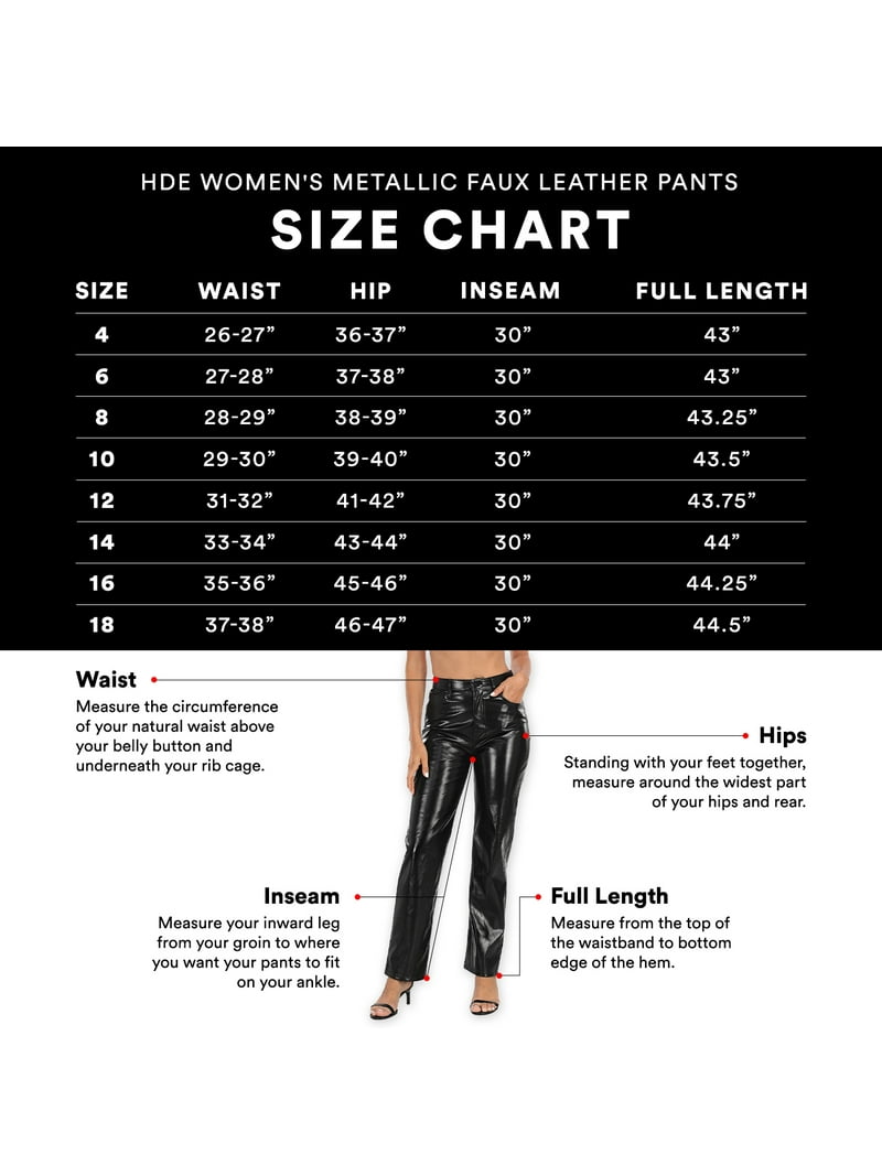 HDE Women's Metallic Faux Leather Pants High Waisted