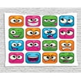 thumbnail image 1 of Funny Decor Tapestry, Digital Square Cartoon Decor Smiley Face Expression Monster Comic Avatar Art Image, Wall Hanging for Bedroom Living Room Dorm Decor, 60W X 40L Inches, Multi, by Ambesonne, 1 of 2