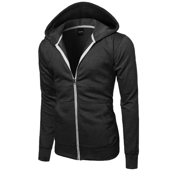 FashionOutfit Men's Basic Solid Light Weight Hoodie Jackets