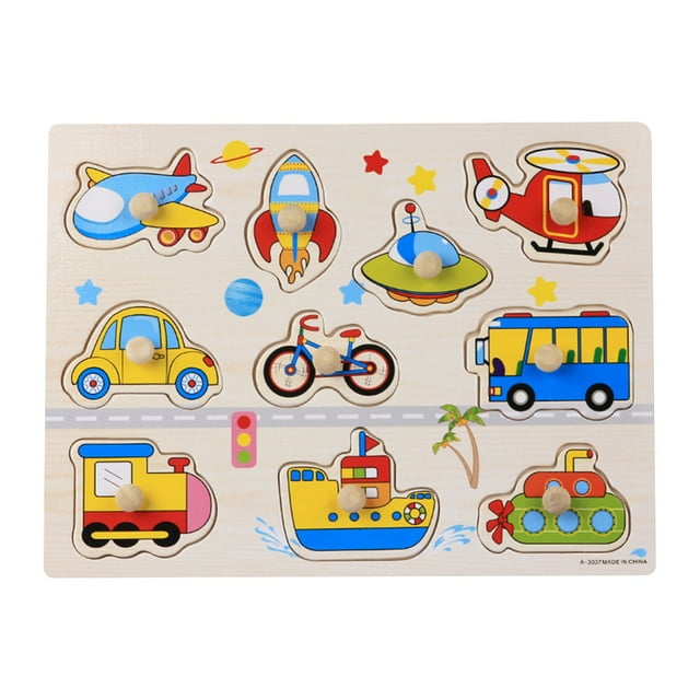 Kids Wooden Peg Puzzles Set With Alphabet Numbers Fruits Animals And Vehicles