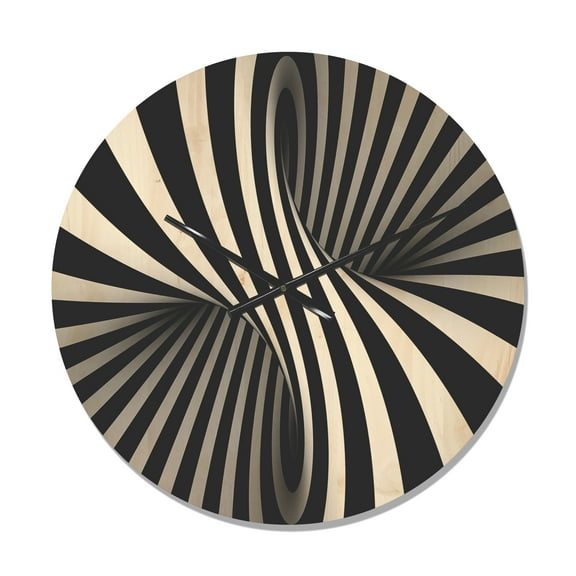 Designart 'Monochrome Spiral ' Modern Wood Wall Clock