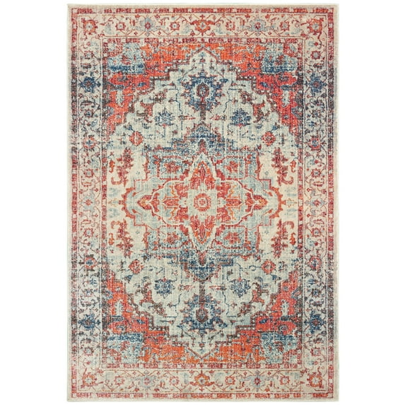 Moretti Boulder Area Rug 070W7 Blue Boredered Vintage 6' 7" x 9' 6" Rectangle