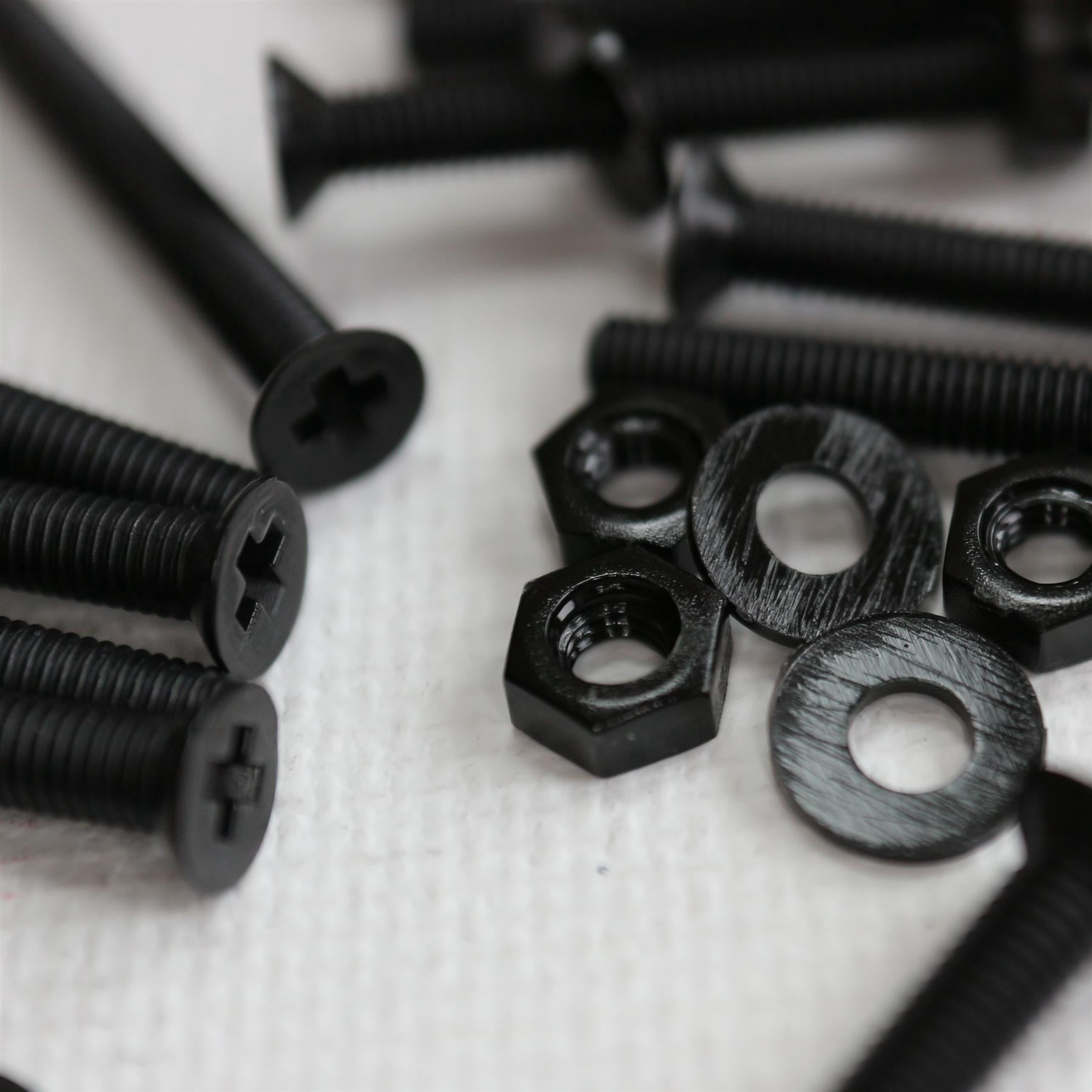 50 x Black Nylon Countersunk plastic machine screws, M3 x 25mm, Plastic Bolts, Nuts & Washers, (3/32 x 1 in)