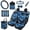 Blue Dolphin Floral, variant on Ocean Sea Turtle Plumeria Car Seat Covers Full Set 14 Pcs Universal Fit Interior Decor with Steering Wheel Cover Armrest Pad Seat Belt Covers Headrest Covers Coasters