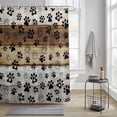 thumbnail image 3 of Animal Paw Print Shower Curtain, Dog Claws Pattern Brown Gray White Wooden Striped Waterproof Shower Curtain Set with 12 Hooks Lightweight Bath Curtains Fabric Bathroom Decor 48x72 Inches, 3 of 9