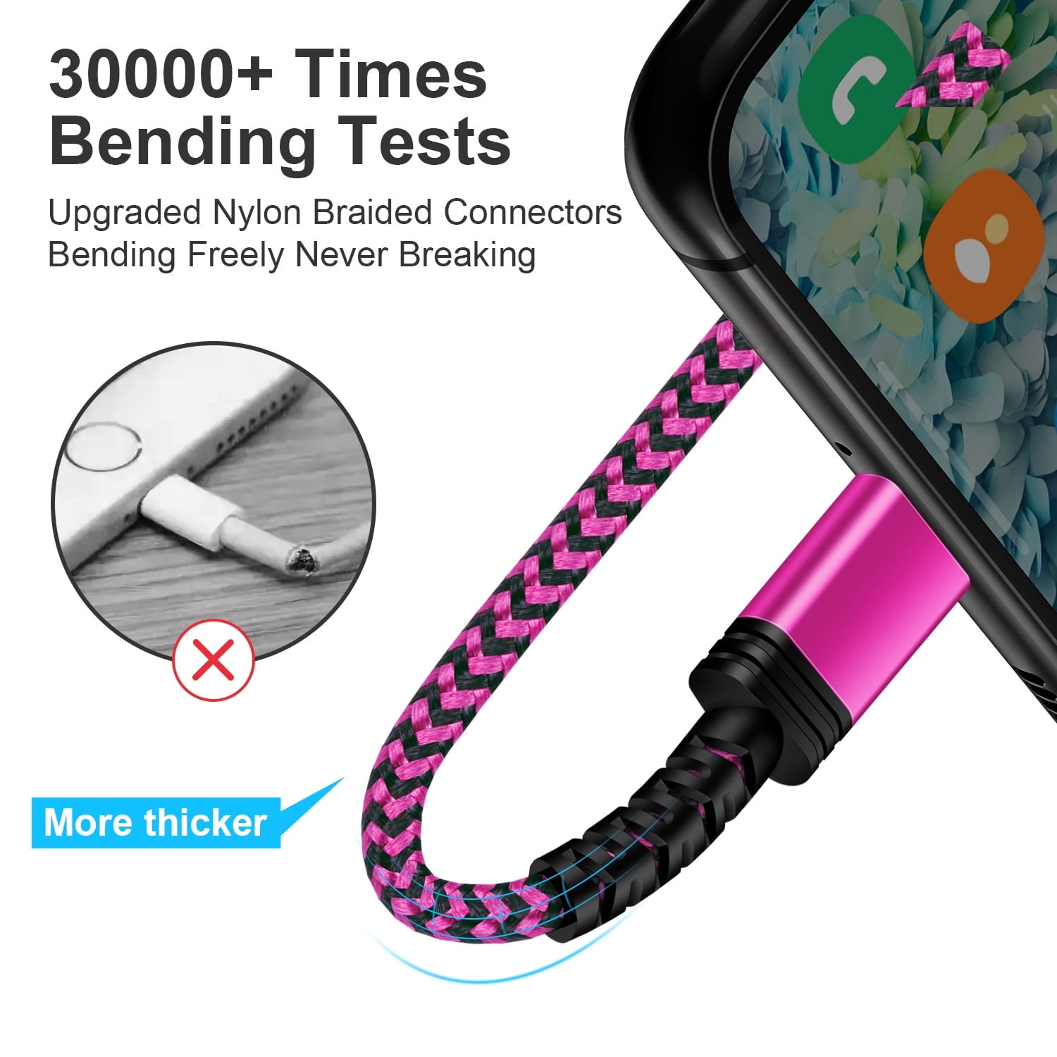 Type C Charger Fast Charging Cable 10ft 10 feet,3PACK HopePow Usb A to Usb C Cable 10ft Charging Cable Android Charger High Speed Phone Charger Cord Type C Fast Charging,Multicolor