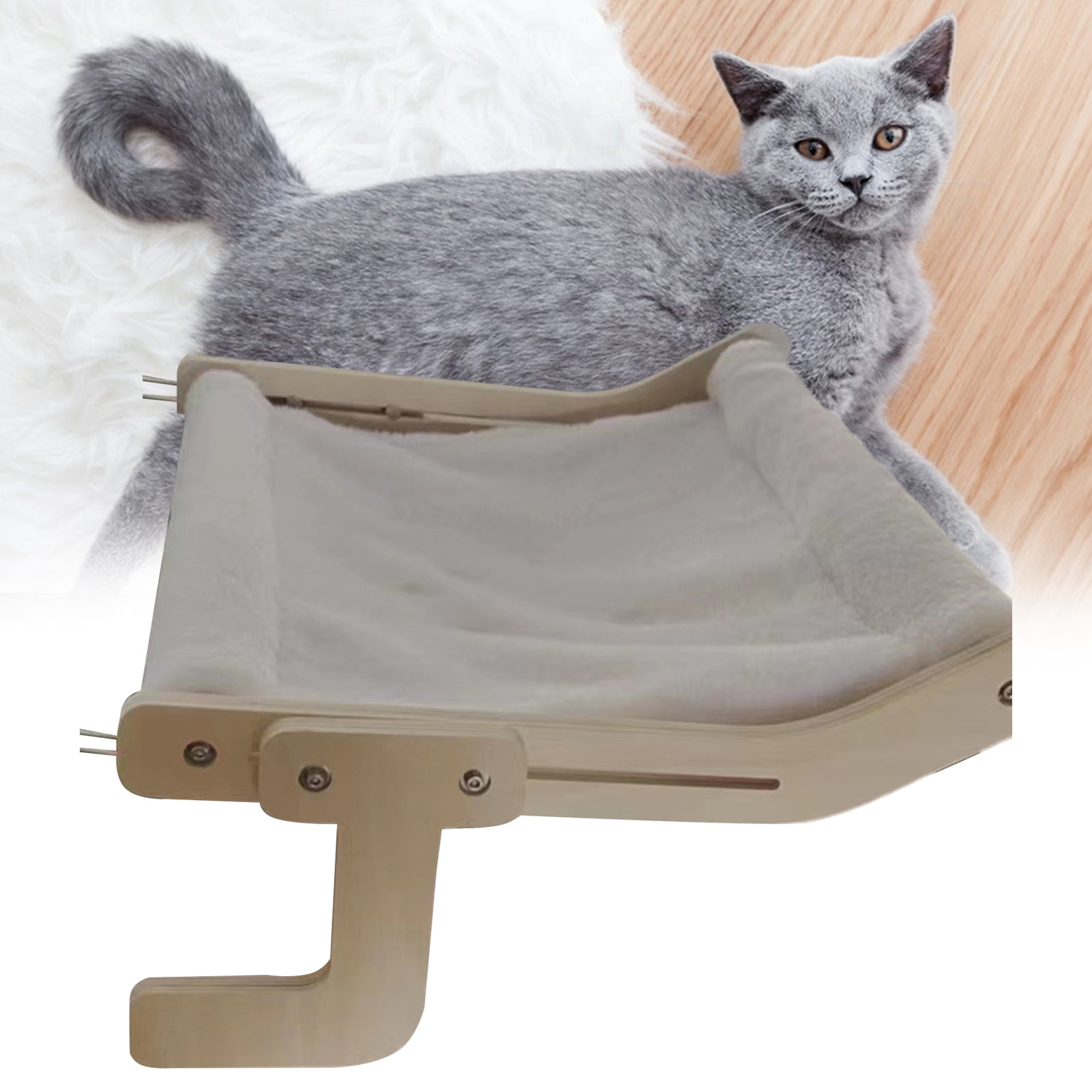 Hanging Cat Hammock Removable Seat Soft Strong Load Bearing Convenient Wall Pet Cat Hammock Pet Supplies-White