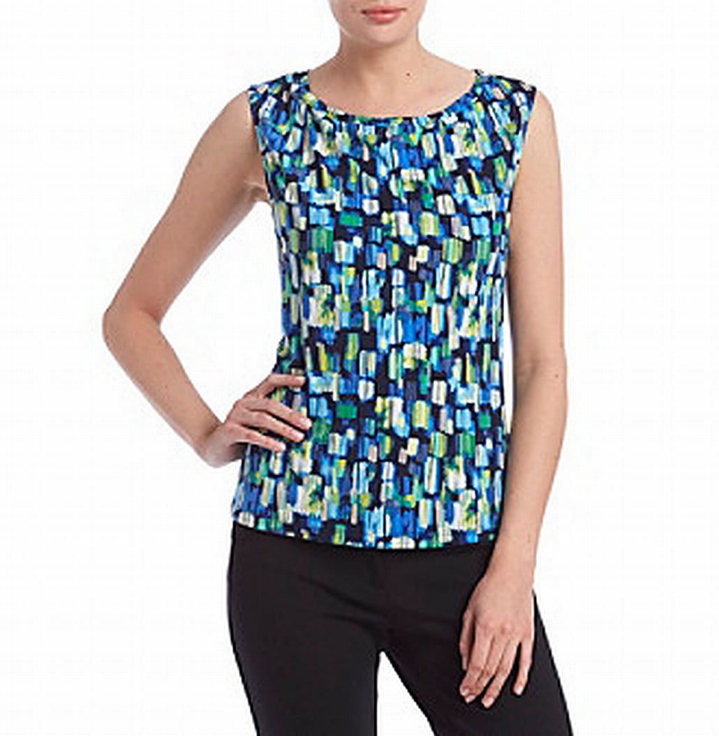 Kasper Kasper Womens Large Pleat ScooNeck Printed Knit Top Walmart