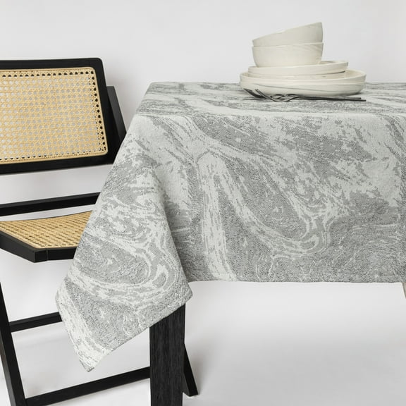 Thyme & Table 84" Rectangle Tablecloth, Gray Marble