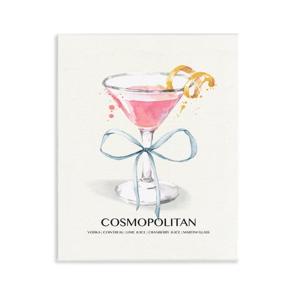 Stupell Industries Pastel Cocktail with Bow Food & Beverage Painting Unframed Art Print Wall Art, 11 x 14
