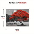 thumbnail image 4 of 1pc Tree Landscape Wall Art Canvas Lake Moon Painting Red And Black Scenery Picture, Modern Nature Artwork For Living Room Bedroom Bathroom Home Office Wall, No Frame 12x16inch 16x24inch, 4 of 4