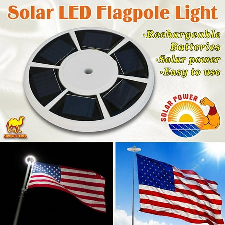 Strong Camel Solar Powered Flag Pole Light 26 LED Automatic LED Flagpole Mount No Wiring for Garden