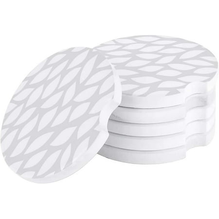 

ZHANZZK White Leaves Silhouette Pattern Set of 2 Car Coaster for Drinks Absorbent Ceramic Stone Coasters Cup Mat with Cork Base for Home Kitchen Room Coffee Table Bar Decor