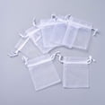 thumbnail image 1 of 100 bolsas de organza transparentes para regalos, con cordón ajustable, blancas, para joyería y obsequios., 1 of 3