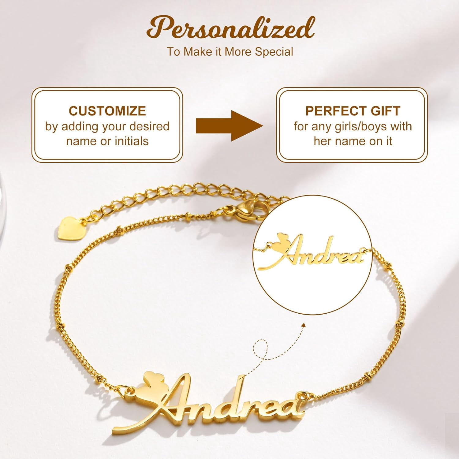 Custom Name Anklets For Women - 18K Gold Plated Summer Waterproof Anklet With Name Dainty Personalized Anklets Beach Jewelry Gift For Daughter Girlfriend Wife[o5714]