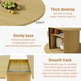thumbnail image 6 of ChVans 47"-63" Extendable Round Dining Table with Storage, Modern Farmhouse Kitchen Table for 4-8, Round Table with Wood Strip Base, Circle Dining Table, Natural Oak, 6 of 7