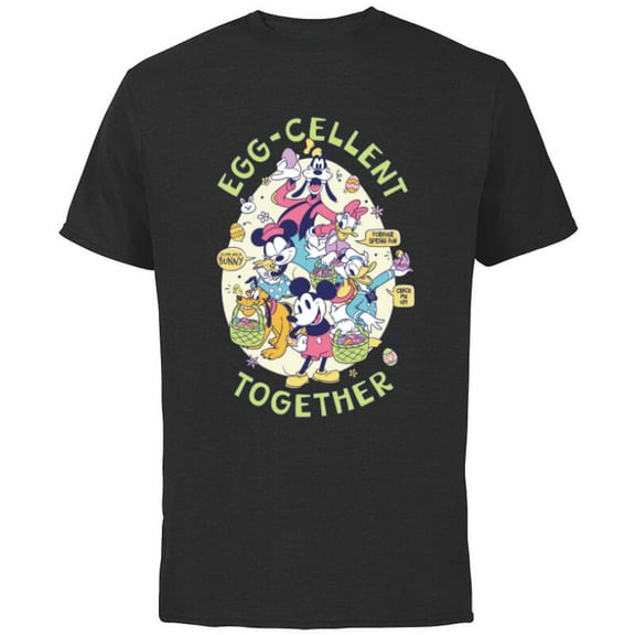 Disney Mickey Mouse and Pals Easter Egg-Cellent Together - Short Sleeve Cotton T-Shirt for Adults - Customized-Athletic Heather