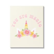 Stupell Industries Retro Magic Unicorn Phrase Fairy Tales & Fantasy Painting Gallery Wrapped Canvas Art Print Wall Art, 24 x 30