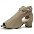 thumbnail image 1 of SIMANLAN Women Buckle Peep Toe Low Block Heel Ankle Booties Summer Sandals Gray Size 7, 1 of 7