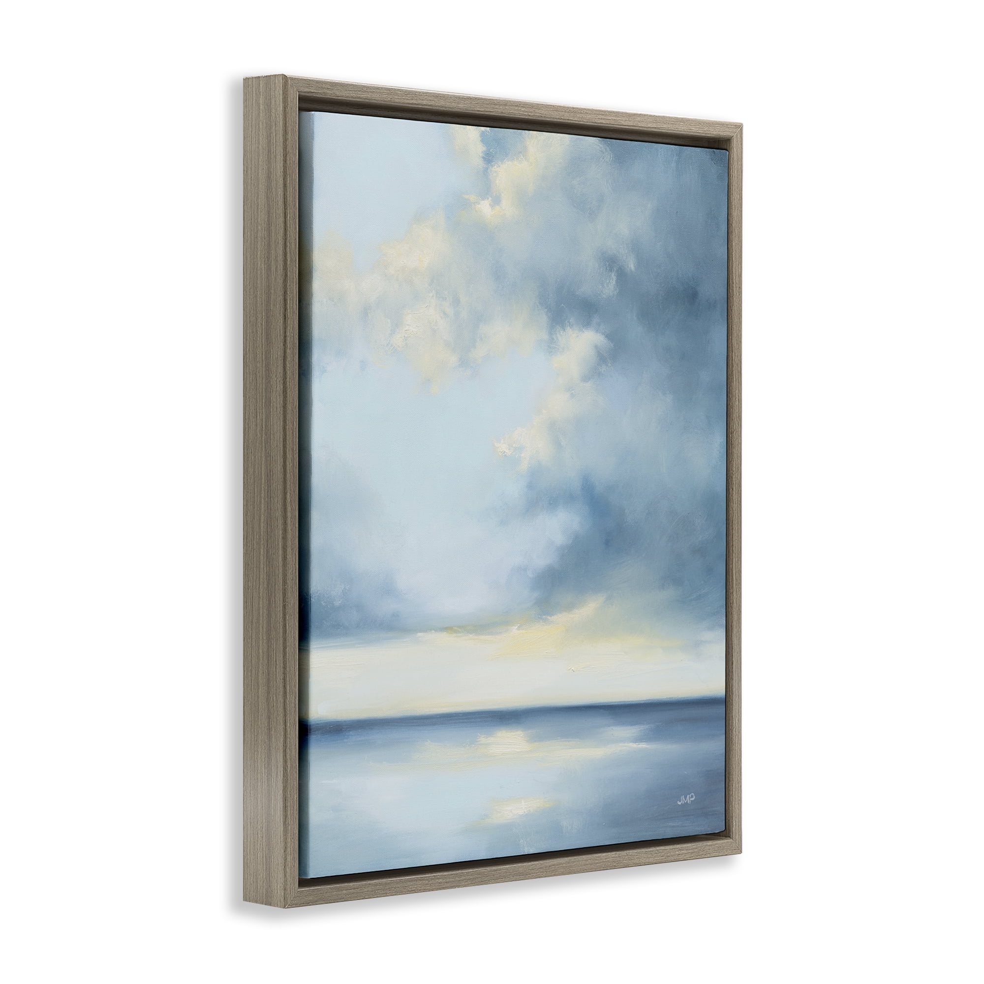 Stupell Industries Shimmering Sea Bright Nautical & Beach Painting Brown Floater Framed Canvas Art Print Wall Art, 17 x 21
