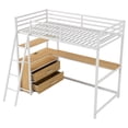 thumbnail image 6 of Harper & Bright Designs Twin Size Metal Loft Bed with Desk and Shelves, High Twin Loft Bed Frame with Drawers LED Light and USB Charging Station, Oak Natural Wood + Antique White, 6 of 12