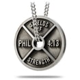 thumbnail image 3 of Women's Antique Finish High Relief Weight Plate Necklace-Phil 4:13 by Shields of Strength, 3 of 4