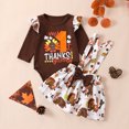 thumbnail image 2 of Enyan Newborn Baby Girl Thanksgiving Outfit Long Sleeve Turkey Letter Romper Suspender Skirt 2Pcs Set（Size 3-6 Months）, 2 of 9