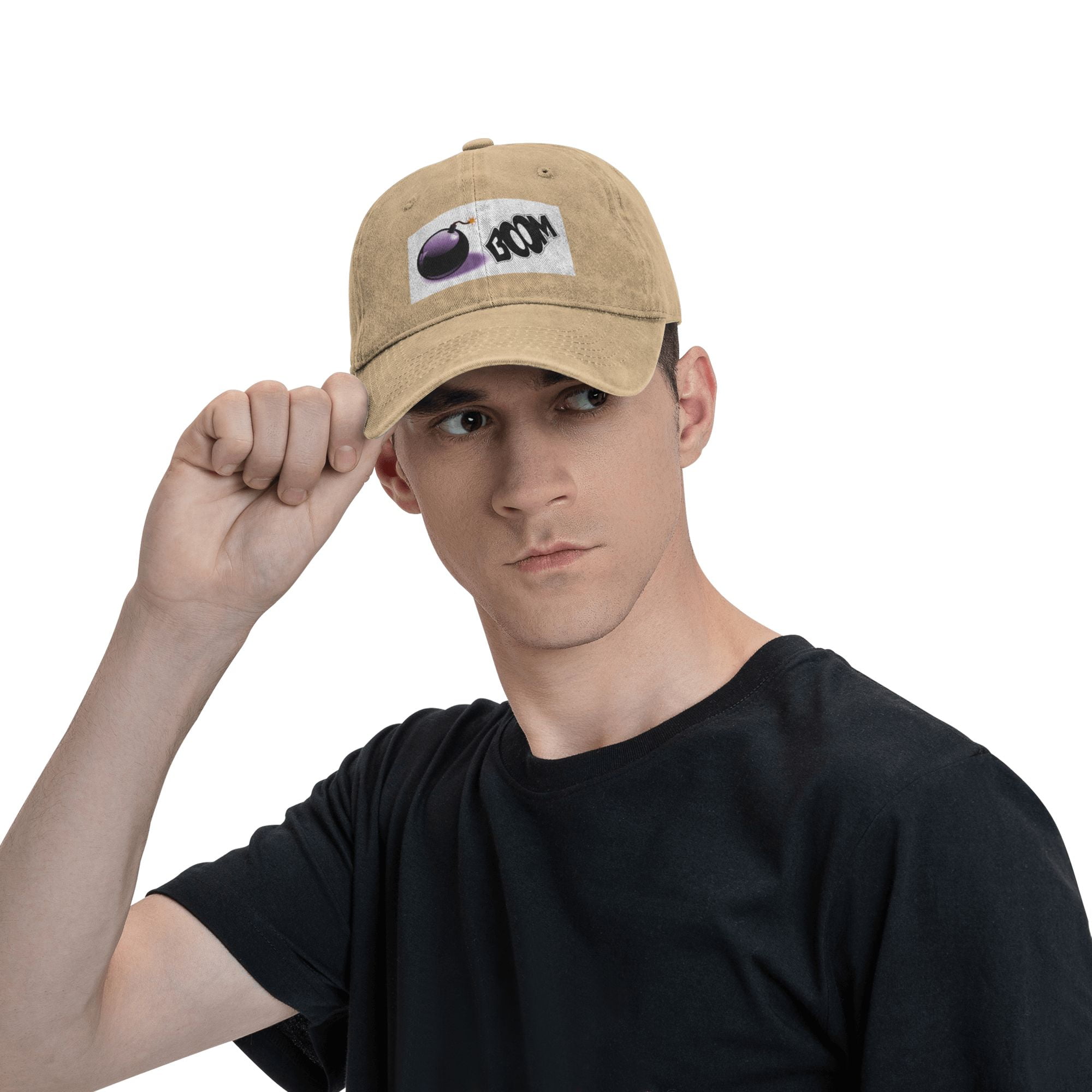 DouZhe Adjustable Washed Cotton Baseball Cap - Comics Bomb Boom