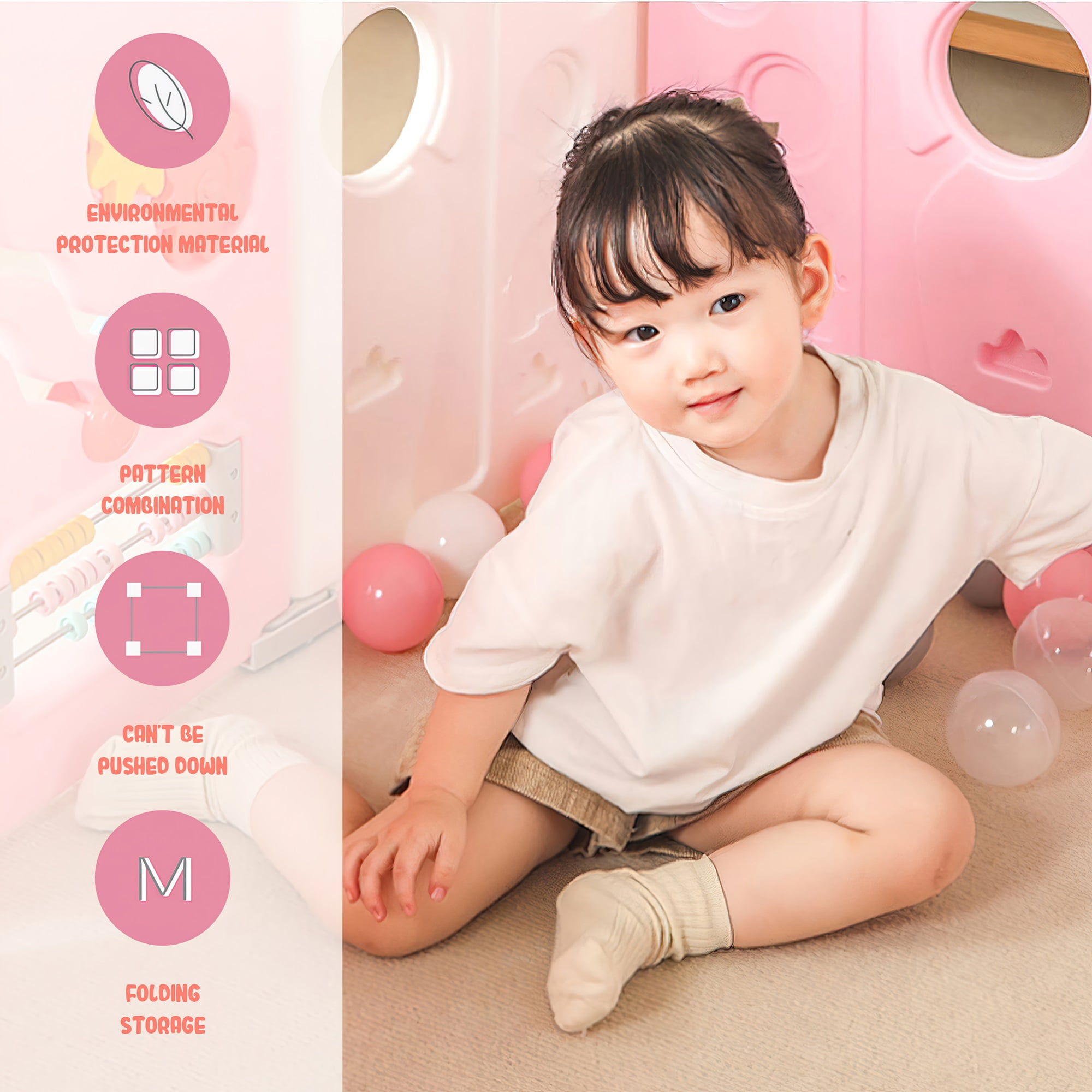 CIPACHO 12 Panel Safety Play Yard for Kids Toddler Baby, Lightweight Panel Play Activity Centre Yard, Cute Flexible Sturdy Play Pen Indoor for Toddler, Pink CIPACHO 12 Panel Safety Play Yard for Kids Toddler Baby, Lightweight Panel Play Activity Centre Yard, Cute Flexible Sturdy Play Pen Indoor for Toddler, Pink