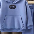 thumbnail image 4 of NOLDARES Boy's And Girls 2 Piece Outfits Long Sleeve Hooded and Sweat Pants Pullover Letter Print Tops, Elastic Waistband, Boys Fall Winter Sets(Y158-Blue), 4 of 9