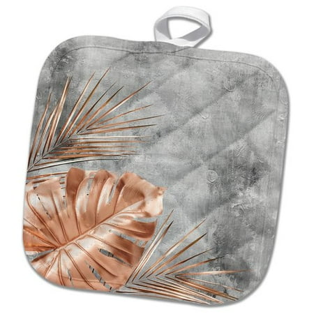

3dRose Image of Trendy Aloha Rose Tropical Leaf Foliage on Concrete Pot Holder