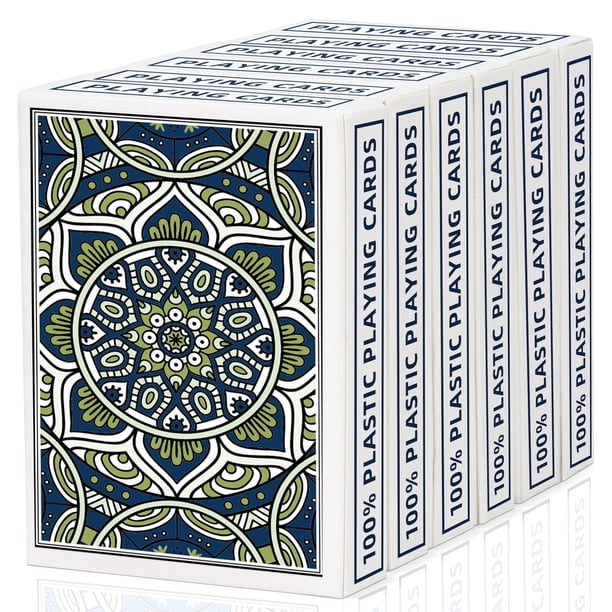 Naipes Naipes de plástico Tarjetas de tamaño de póquer impermeables Índice gigante profesional Naipes de impresión grande para adultos y personas mayores 6 barajas de cartas Uso a granel para fiestas
