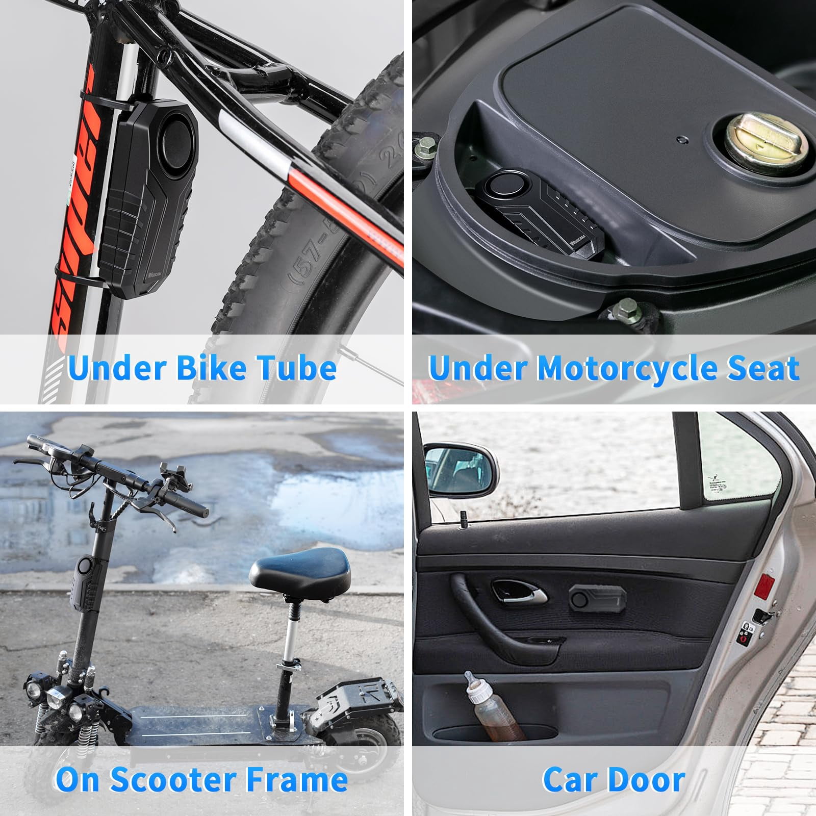 WSDCAM 113dB Loud Anti Theft Vibration Sensor Alarm Systems Waterproof Home Security Bike Accessories Bike Alarm with Remote for Electric Bike Motorcycle Trailer Mailbox Garage Door