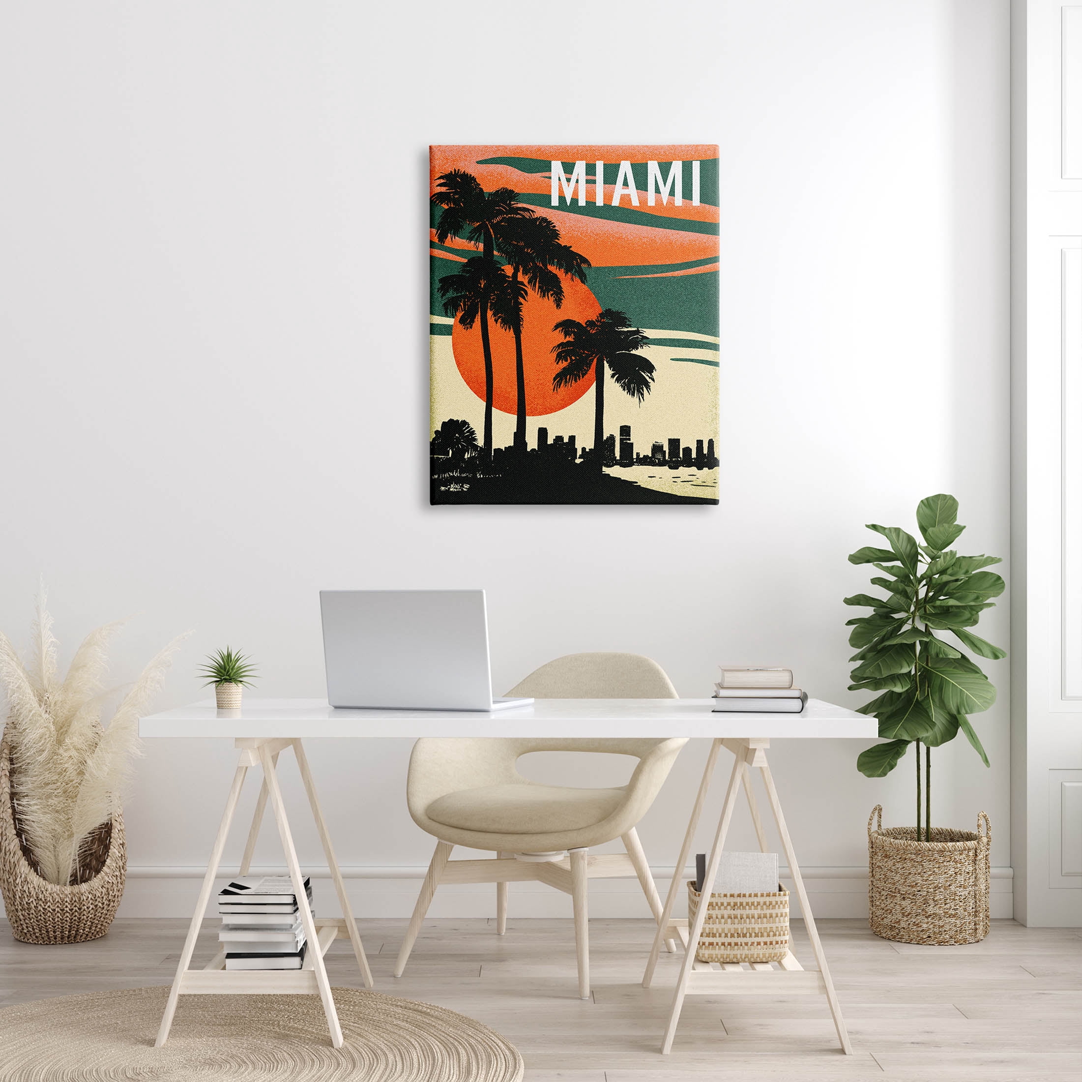 Stupell Industries Tropical Miami Palms Silhouette Graphic Art Gallery Wrapped Canvas Print Wall Art, Design by Ziwei Li