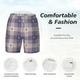 thumbnail image 6 of Picia Purple Floral Gingham Check Plaid pattern Mens Swim Trunks with Compression Liner Stretch Beach Shorts Quick Dry with Zipper Pockets No-Chafing Board Shorts-3X-Large, 6 of 9